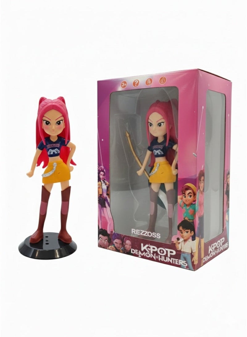 REZZOSS K-Pop Demon Hunters Mira Figure 19cm – Pink Hair Anime Action Doll with Golden Bow | Stylish Fashion Idol Singer Toy | Non-Toxic Collectible Statue for Kids & Girls | Best Birthday Eid Ramadan Gift - Image 1